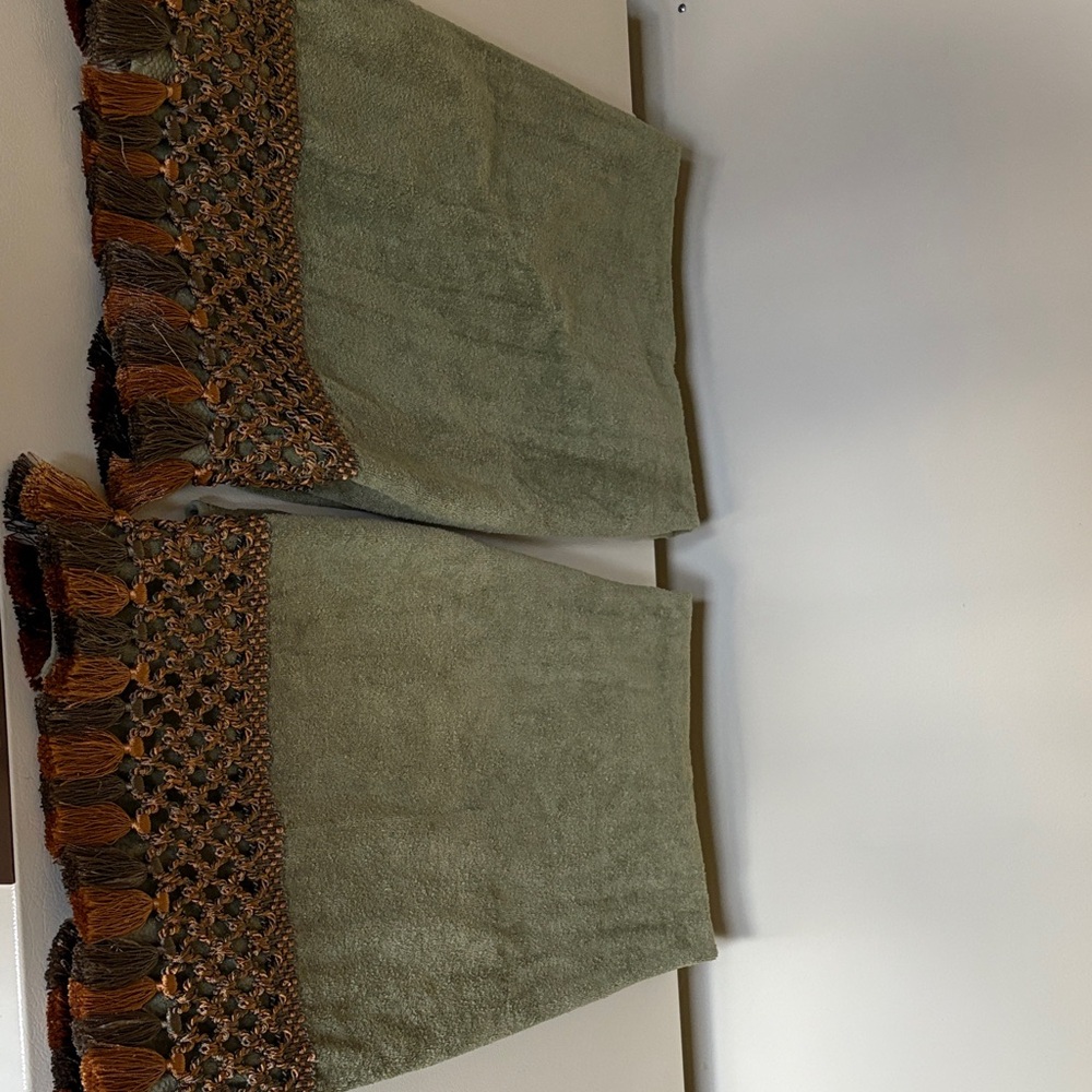Green Towels with Fringe Detail